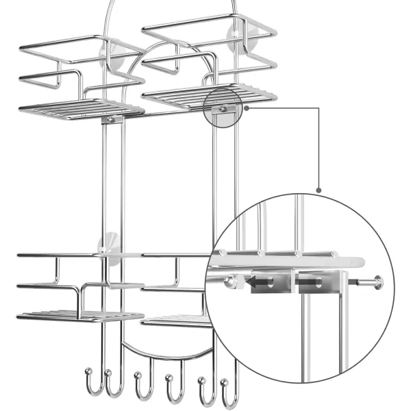 SRIWATANA Shower Caddy Hanging Over Head Bathroom Shower Organizer Shower Rack Holder with Hooks for Razors  BlackChrome