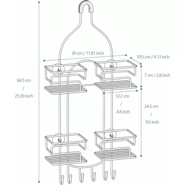 SRIWATANA Shower Caddy Hanging Over Head Bathroom Shower Organizer Shower Rack Holder with Hooks for Razors  BlackChrome