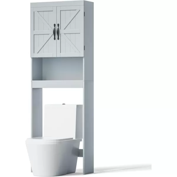 SRIWATANA Over The Toilet Storage Cabinet Bathroom Organizer with Adjustable Shelf 2Door Toilet Storage Rack GrayGrey