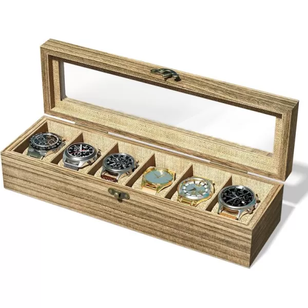 SRIWATANA Watch Box Watch Case Organizer for Men Women Fathers Day Gift 12 Slot Watch Holder Display Case with Glass Top  Gifts for Loved Ones Carbonized BlackCarbonized Black