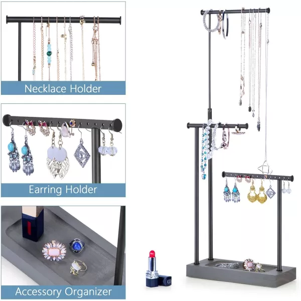SRIWATANA Jewelry Organizer Stand Extra Tall Jewelry Display Necklace Holder Gift Idea Whiteweathered grey