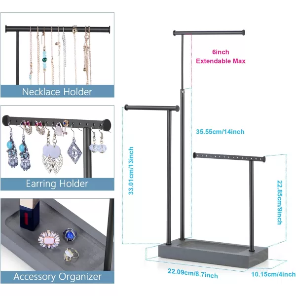 SRIWATANA Jewelry Organizer Stand Extra Tall Jewelry Display Necklace Holder Gift Idea Whiteweathered grey