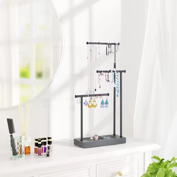 SRIWATANA Jewelry Organizer Stand Extra Tall Jewelry Display Necklace Holder Gift Idea Whiteweathered grey