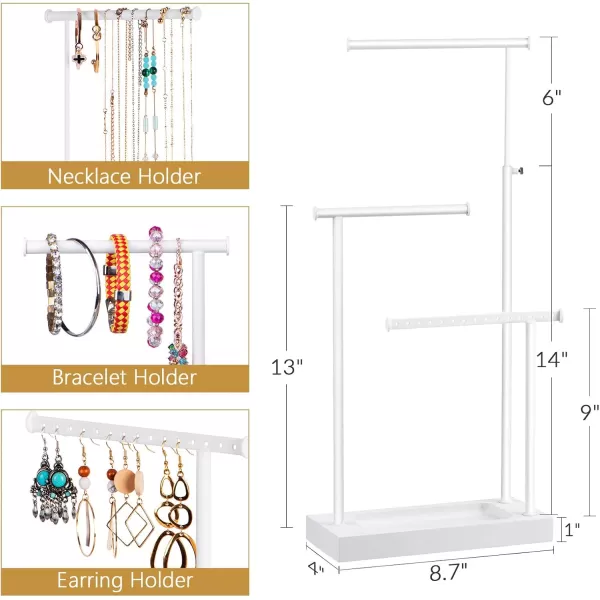 SRIWATANA Jewelry Organizer Stand Extra Tall Jewelry Display Necklace Holder Gift Idea Whitewhite