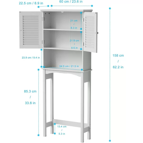 SRIWATANA Over The Toilet Storage Bathroom Cabinet Organizer Shelf Space Saver with Adjustable Rack  Grey