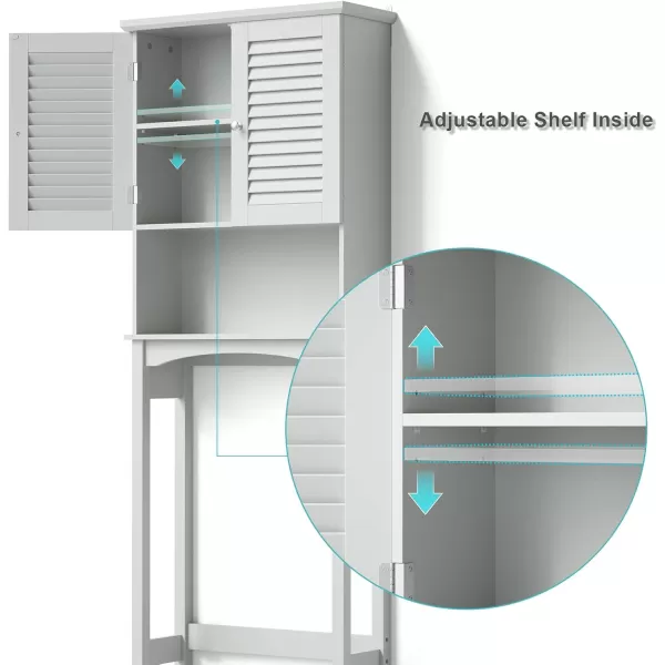 SRIWATANA Over The Toilet Storage Bathroom Cabinet Organizer Shelf Space Saver with Adjustable Rack  Grey