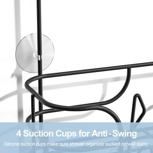 SRIWATANA Shower Caddy Organizer Hanging Over Head Bathroom Shower Rack Hanger NoRust with Soap Dish  Black