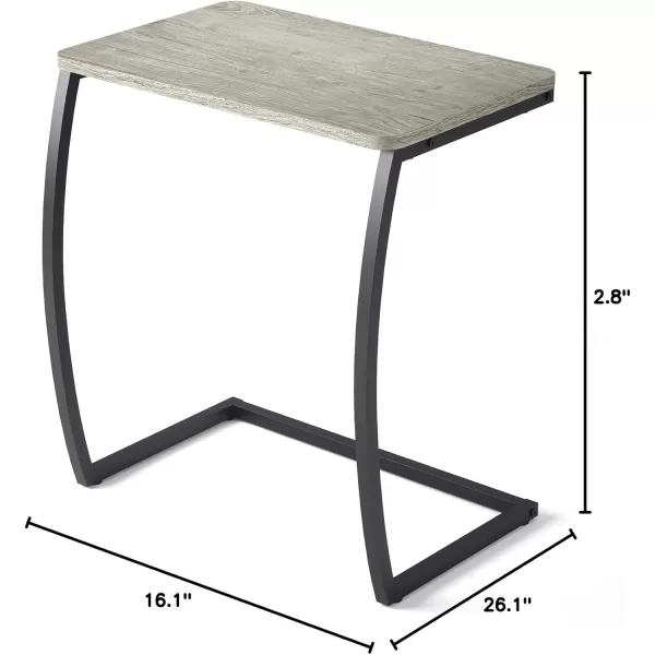 SRIWATANA Side Table End Table Vintage CShaped Couch Table for Sofa Laptop Coffee Snack WalnutLight Grey