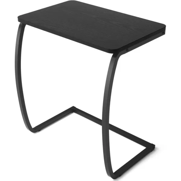 SRIWATANA Side Table End Table Vintage CShaped Couch Table for Sofa Laptop Coffee Snack WalnutBlack