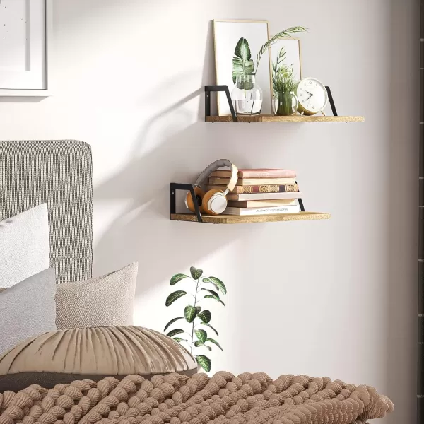 SRIWATANA Floating Shelves Wall Mounted Set of 2 Rustic Wood Shelves with Large CapacityCarbonized BlackCarbonized Black