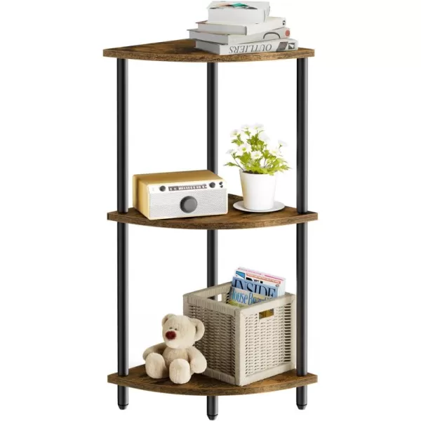 SRIWATANA 3Tier Corner Shelf Stand for Small Space 295quot Standing Corner Shelf Vintage Corner Display and Storage Shelf for Bedroom Living Room Home Office3Tier