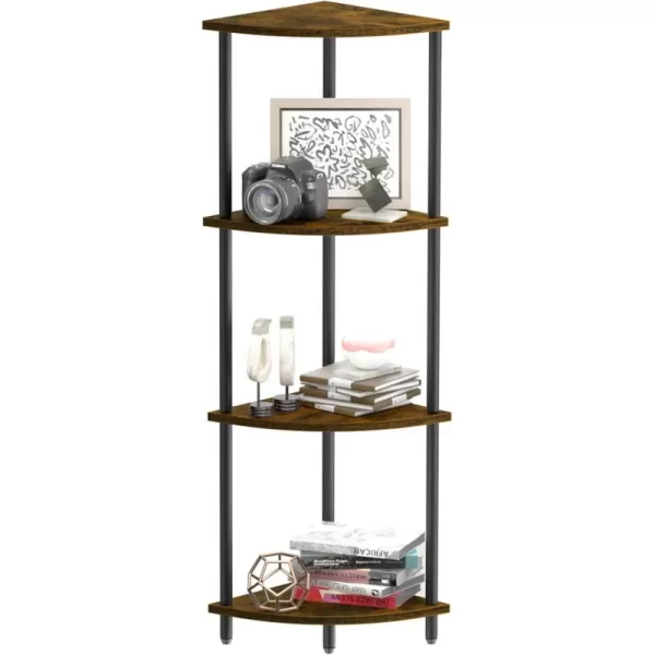 SRIWATANA 3Tier Corner Shelf Stand for Small Space 295quot Standing Corner Shelf Vintage Corner Display and Storage Shelf for Bedroom Living Room Home Office4Tier