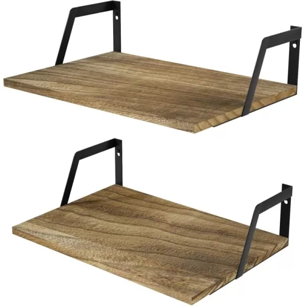 SRIWATANA Floating Shelves Wall Mounted Set of 2 Rustic Wood Shelves with Large CapacityCarbonized BlackCarbonized Black