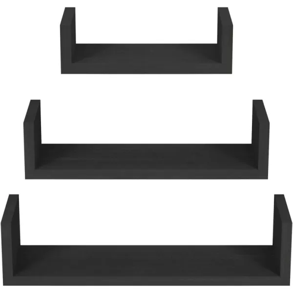 SRIWATANA Floating Shelves Wall Mounted Solid Wood Wall Shelves Black2weathered Black