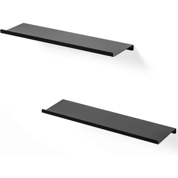 SRIWATANA Black Metal Wall Shelves 2 Set Floating Shelves for Bedroom Living Room Bathroom Kitchen  Matte BlackMatte Black