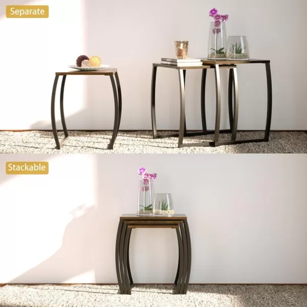 SRIWATANA Nesting Tables Vintage Side End Tables Living Room Coffee Snack Table Set of 3