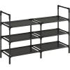 imageCalmootey 3Tier Shoe Rack Double Row Storage Organizer1215 Pairs Shoe Storage Shelf for EntrywayLiving RoomBlackBlack