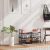 imageCalmootey 3Tier Shoe Rack Double Row Storage Organizer1215 Pairs Shoe Storage Shelf for EntrywayLiving RoomBlackBlack
