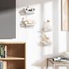 imageSRIWATANA 5 Inches Small Floating Shelves Mini Display Shelf for Wall Decor and Storage Set of 4 Wooden Wall Shelves for Bedroom Bathroom Kitchen Living Room Office Weathered BlackWhite