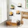 imageSRIWATANA 5 Inches Small Floating Shelves Mini Display Shelf for Wall Decor and Storage Set of 4 Wooden Wall Shelves for Bedroom Bathroom Kitchen Living Room Office Weathered BlackBlack