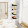 imageSRIWATANA 5 Inches Small Floating Shelves Mini Display Shelf for Wall Decor and Storage Set of 4 Wooden Wall Shelves for Bedroom Bathroom Kitchen Living Room Office Weathered BlackBlack