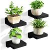 imageSRIWATANA 5 Inches Small Floating Shelves Mini Display Shelf for Wall Decor and Storage Set of 4 Wooden Wall Shelves for Bedroom Bathroom Kitchen Living Room Office Weathered BlackBlack