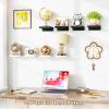imageSRIWATANA 5 Inches Small Floating Shelves Mini Display Shelf for Wall Decor and Storage Set of 4 Wooden Wall Shelves for Bedroom Bathroom Kitchen Living Room Office Weathered BlackBlack