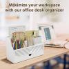 imageSRIWATANA Mail Organizer Countertop White Desk Organizer with Drawer Mail Holder for Counter File Sorter Letter Paper Holder