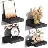 imageSRIWATANA 5 Inches Small Floating Shelves Mini Display Shelf for Wall Decor and Storage Set of 4 Wooden Wall Shelves for Bedroom Bathroom Kitchen Living Room Office Weathered BlackBlack