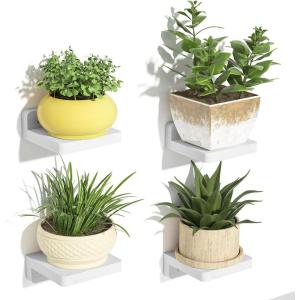 imageSRIWATANA 5 Inches Small Floating Shelves Mini Display Shelf for Wall Decor and Storage Set of 4 Wooden Wall Shelves for Bedroom Bathroom Kitchen Living Room Office Weathered BlackWhite