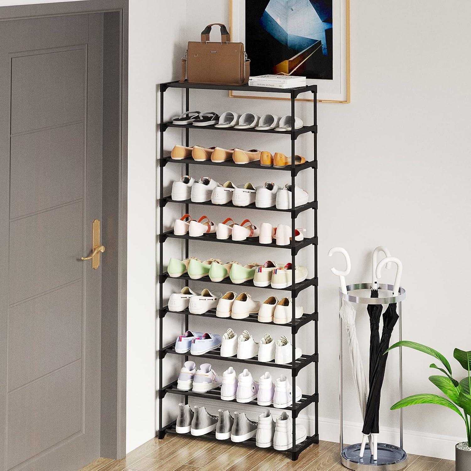 imageCalmootey 10Tier Shoe RackShoe Shelf Storage OrganizerEntrywayBedroomBlack10Tier