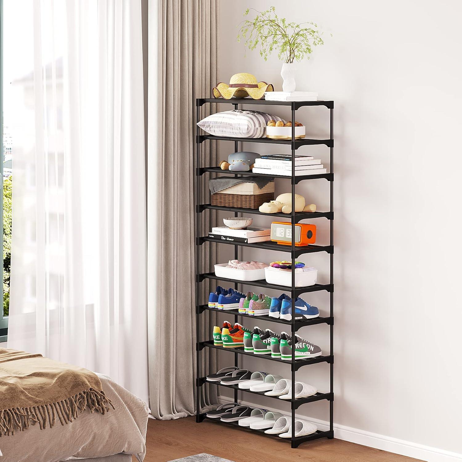 imageCalmootey 10Tier Shoe RackShoe Shelf Storage OrganizerEntrywayBedroomBlack10Tier