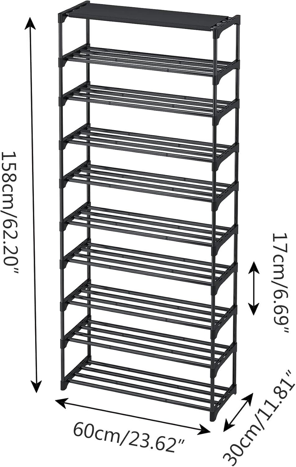 imageCalmootey 10Tier Shoe RackShoe Shelf Storage OrganizerEntrywayBedroomBlack10Tier