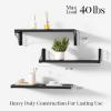 image:imageSRIWATANA Floating Shelves for Wall Decor Bridge Design Wood Wall Shelves for Bedroom Bathroom Living Room amp Kitchen Set of 3 BlackBlack