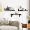 image:imageSRIWATANA Floating Shelves for Wall Decor Bridge Design Wood Wall Shelves for Bedroom Bathroom Living Room amp Kitchen Set of 3 BlackBlack