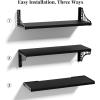 image:imageSRIWATANA Floating Shelves for Wall Decor Bridge Design Wood Wall Shelves for Bedroom Bathroom Living Room amp Kitchen Set of 3 BlackBlack