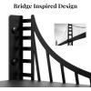 image:imageSRIWATANA Floating Shelves for Wall Decor Bridge Design Wood Wall Shelves for Bedroom Bathroom Living Room amp Kitchen Set of 3 BlackBlack