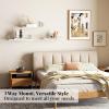 image:imageSRIWATANA Floating Shelves for Wall Decor Bridge Design Wood Wall Shelves for Bedroom Bathroom Living Room amp Kitchen Set of 3 BlackWhite