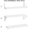 image:imageSRIWATANA Floating Shelves for Wall Decor Bridge Design Wood Wall Shelves for Bedroom Bathroom Living Room amp Kitchen Set of 3 BlackWhite