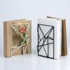 image:imageSRIWATANA Book Ends White Decorative Metal Bookends for Shelves Unique Geometric Design2 Pairs4 PiecesWhite