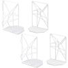 image:imageSRIWATANA Book Ends White Decorative Metal Bookends for Shelves Unique Geometric Design2 Pairs4 PiecesWhite
