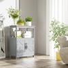 image:imageSRIWATANA Bathroom Storage Cabinet Floor Cabinet with 2 Doors and Adjustable Shelf Free Standing Cabinet for Bedroom Living Room Entryway Gray