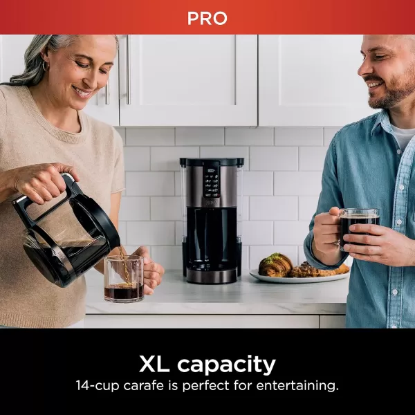 Ninja 14 Cup  Programmable Coffee Maker XL Pro with Permanent Filter 2 Brew Styles Classic ampamp Rich 4 Programs Small Batch Delay Brew Freshness Timer ampamp Keep Warm Stainless Steel DCM201Black Stainless Steel