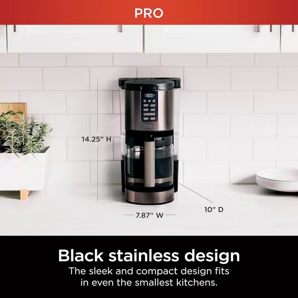 Ninja 14 Cup  Programmable Coffee Maker XL Pro with Permanent Filter 2 Brew Styles Classic ampamp Rich 4 Programs Small Batch Delay Brew Freshness Timer ampamp Keep Warm Stainless Steel DCM201Black Stainless Steel