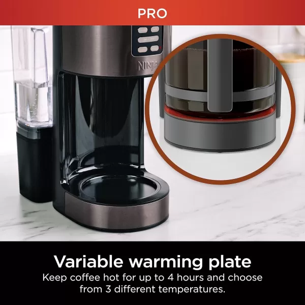 Ninja 14 Cup  Programmable Coffee Maker XL Pro with Permanent Filter 2 Brew Styles Classic ampamp Rich 4 Programs Small Batch Delay Brew Freshness Timer ampamp Keep Warm Stainless Steel DCM201Black Stainless Steel