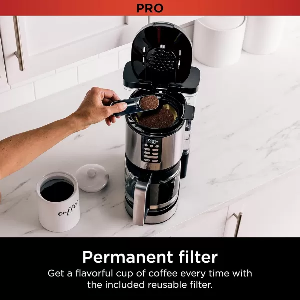 Ninja 14 Cup  Programmable Coffee Maker XL Pro with Permanent Filter 2 Brew Styles Classic ampamp Rich 4 Programs Small Batch Delay Brew Freshness Timer ampamp Keep Warm Stainless Steel DCM201Stainless Steel