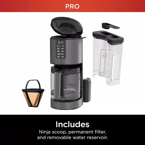 Ninja 14 Cup  Programmable Coffee Maker XL Pro with Permanent Filter 2 Brew Styles Classic ampamp Rich 4 Programs Small Batch Delay Brew Freshness Timer ampamp Keep Warm Stainless Steel DCM201Black Stainless Steel