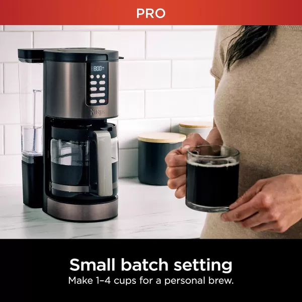 Ninja 14 Cup  Programmable Coffee Maker XL Pro with Permanent Filter 2 Brew Styles Classic ampamp Rich 4 Programs Small Batch Delay Brew Freshness Timer ampamp Keep Warm Stainless Steel DCM201Black Stainless Steel