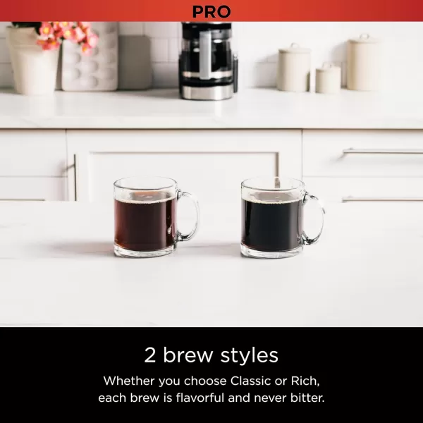 Ninja 14 Cup  Programmable Coffee Maker XL Pro with Permanent Filter 2 Brew Styles Classic ampamp Rich 4 Programs Small Batch Delay Brew Freshness Timer ampamp Keep Warm Stainless Steel DCM201Stainless Steel
