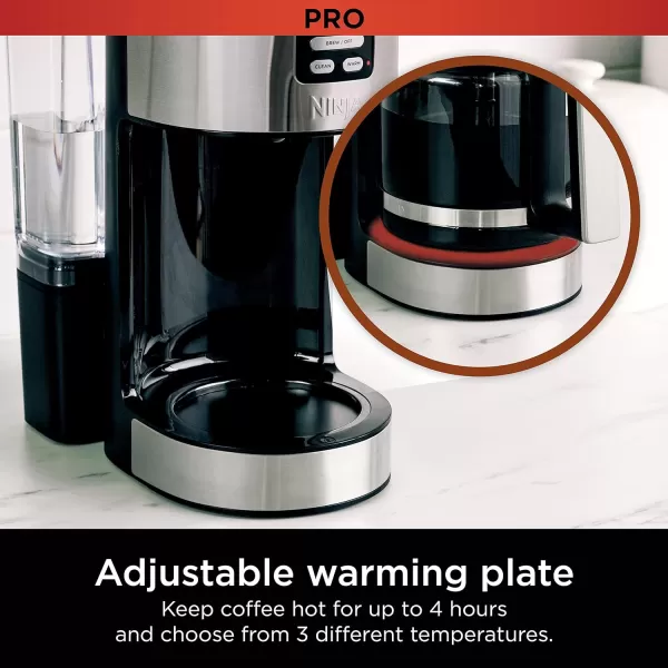 Ninja 14 Cup  Programmable Coffee Maker XL Pro with Permanent Filter 2 Brew Styles Classic ampamp Rich 4 Programs Small Batch Delay Brew Freshness Timer ampamp Keep Warm Stainless Steel DCM201Stainless Steel